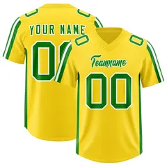 Gold Kelly Green and White Side Stripe Football Jersey 1
