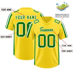 Gold Kelly Green and White Side Stripe Football Jersey 2