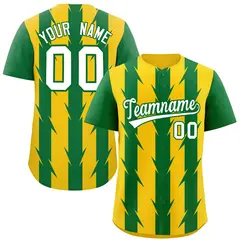 Gold Kelly Green Blade Pattern Raglan Baseball Jersey 1