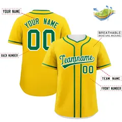 Gold Kelly Green Classic Authentic Baseball Jersey 2