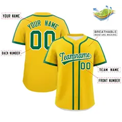 Gold Kelly Green Classic Authentic Baseball Jersey 2