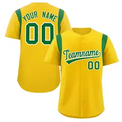 Gold Kelly Green Classic Full Button Baseball Jersey