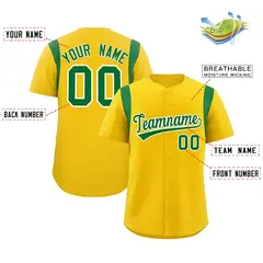 Gold Kelly Green Classic Full Button Baseball Jersey 2
