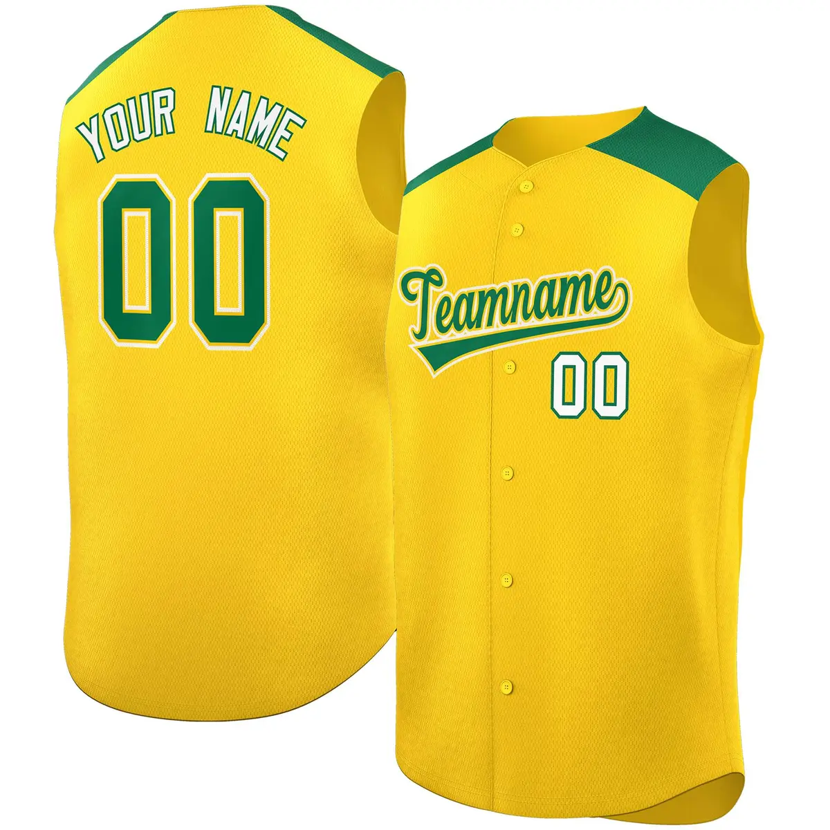 Gold Kelly Green Classic Sleeveless Baseball Jersey