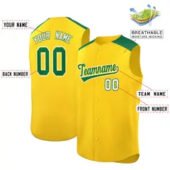 Gold Kelly Green Classic Sleeveless Baseball Jersey 2