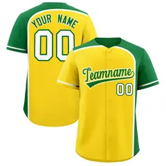 Gold Kelly Green Color Block Authentic Baseball Jersey 1