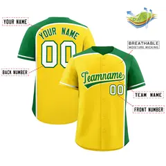 Gold Kelly Green Color Block Authentic Baseball Jersey 2