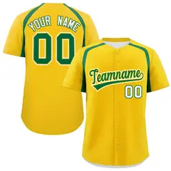 Gold Kelly Green Color Block Authentic Baseball Jersey 1