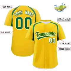 Gold Kelly Green Color Block Authentic Baseball Jersey 2
