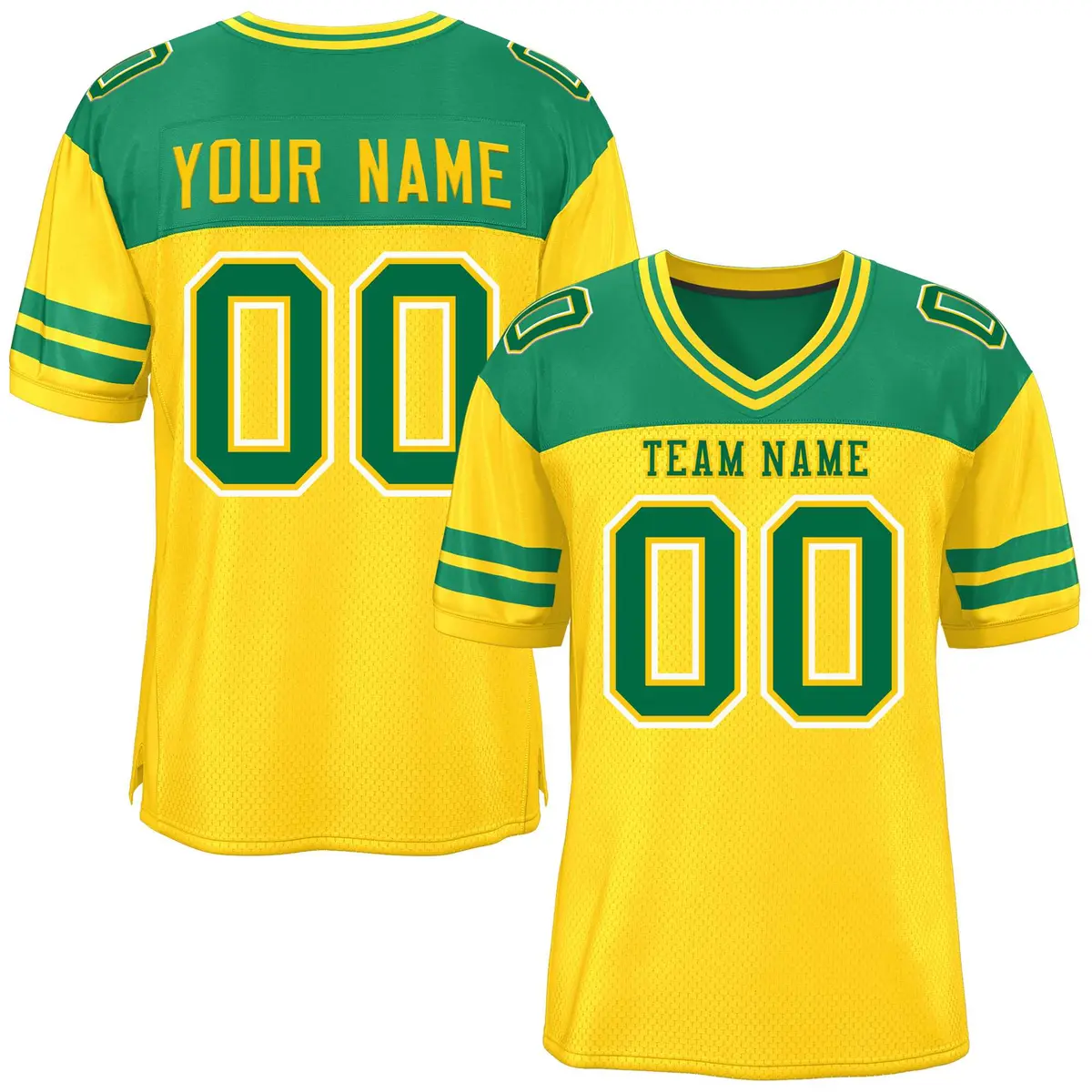 Gold Kelly Green Color Block Authentic Football Jersey
