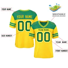 Gold Kelly Green Color Block Authentic Football Jersey 2