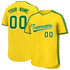 Gold Kelly Green Color Block Dotted Side Baseball Jersey 1