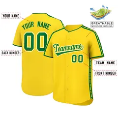 Gold Kelly Green Color Block Dotted Side Baseball Jersey 2