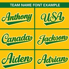 Gold Kelly Green Color Block Raglan Sleeves Baseball Jersey 3