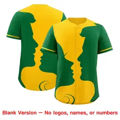 Gold Kelly Green Couple Silhouettes Valentine's Day Baseball Jersey 2