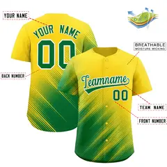 Gold Kelly Green Diagonal Stripe Gradient Baseball Jersey 2