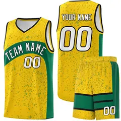 Gold Kelly Green Dot Graffiti Irregular Pattern Basketball Jersey