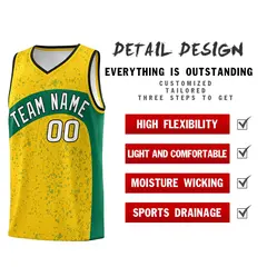 Gold Kelly Green Dot Graffiti Irregular Pattern Basketball Jersey 2