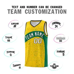 Gold Kelly Green Dot Graffiti Irregular Pattern Basketball Jersey 4