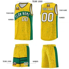 Gold Kelly Green Dot Graffiti Irregular Pattern Basketball Jersey 5