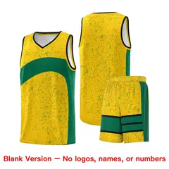 Gold Kelly Green Dot Graffiti Irregular Pattern Basketball Jersey 7