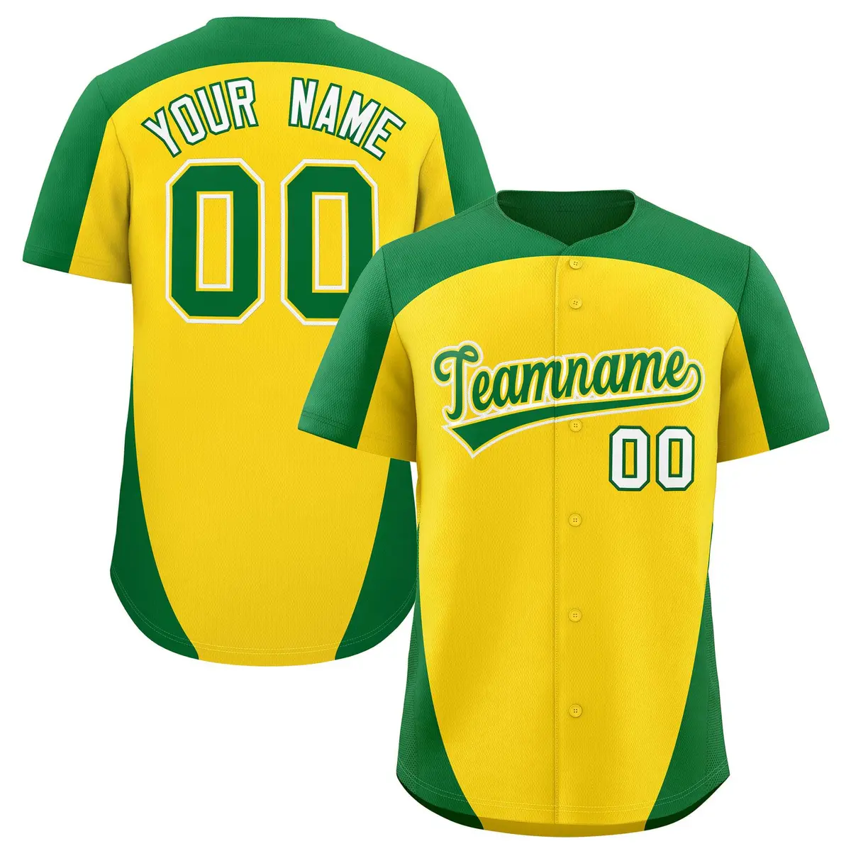 Gold Kelly Green Edge Color Block Authentic Baseball Jersey