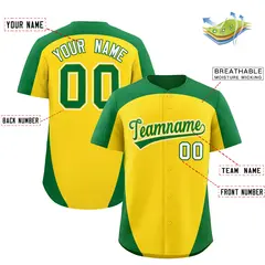Gold Kelly Green Edge Color Block Authentic Baseball Jersey 2
