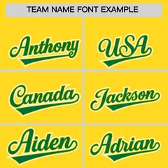 Gold Kelly Green Flame Outline Side Pattern Baseball Jersey 3