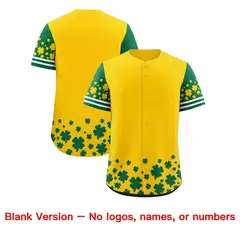 Gold Kelly Green Four Leaf Clover St. Patrick's Day Baseball Jersey 7