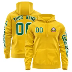 Gold Kelly Green Full-Zip Varsity Letterman Jacket Hoodie 1