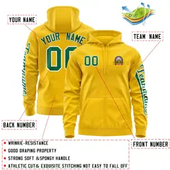 Gold Kelly Green Full-Zip Varsity Letterman Jacket Hoodie 4
