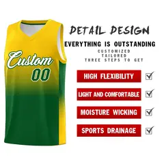 Gold Kelly Green Gradient Basketball Jersey Sports Uniform 2