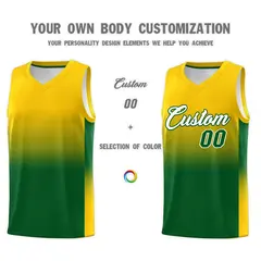 Gold Kelly Green Gradient Basketball Jersey Sports Uniform 3