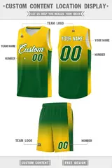 Gold Kelly Green Gradient Basketball Jersey Sports Uniform 5