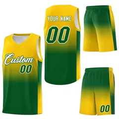 Gold Kelly Green Gradient Basketball Jersey Sports Uniform 7