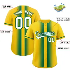 Gold Kelly Green Gradient Lapel Fashion Baseball Jersey 2