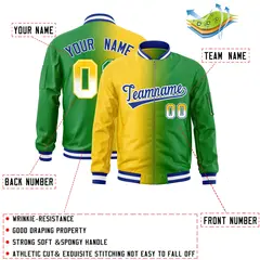 Gold Kelly Green Gradient Letterman Bomber Jacket 2