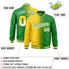 Gold Kelly Green Gradient Letterman Bomber Jacket 2