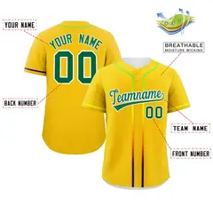 Gold Kelly Green Gradient Ribbed Authentic Baseball Jersey 2