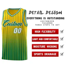 Gold Kelly Green Gradient Stripe Basketball Jersey 2