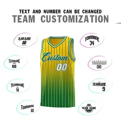 Gold Kelly Green Gradient Stripe Basketball Jersey 4