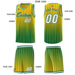 Gold Kelly Green Gradient Stripe Basketball Jersey 5