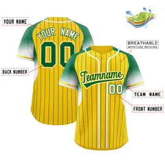 Gold Kelly Green Gradient Stripe Sleeves Baseball Jersey 2