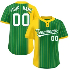 Gold Kelly Green Gradient Stripe Two-Button Softball Jersey