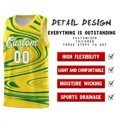 Gold Kelly Green Graffiti Fluids Basketball Jersey Sets 2