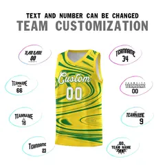 Gold Kelly Green Graffiti Fluids Basketball Jersey Sets 4