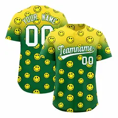 Gold Kelly Green Graffiti Gradient Smile Baseball Jersey