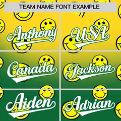 Gold Kelly Green Graffiti Gradient Smile Baseball Jersey 3