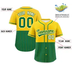Gold Kelly Green Half Stripe Authentic Baseball Jersey 2