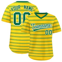 Gold Kelly Green Horizontal Stripe Pullover Baseball Jersey 1